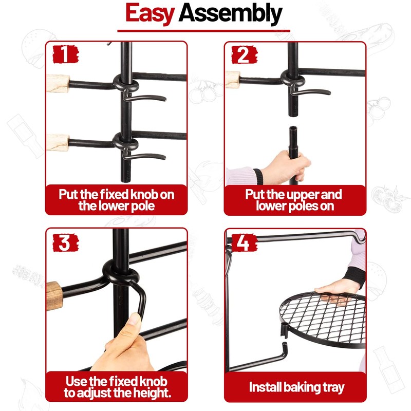 AVOFOREST Swivel Campfire Grill Grate Heavy Duty Camping Grill 360°