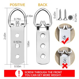 30 Heavy Duty D-Ring Picture Hangers,D-Ring Picture Hangers with Screws Heavy Duty Picture Frames Clasp Picture Hang Solutions,3 Holes Picture Hooks for Mirror, Clock, Paintings, Artwork Picture Frame