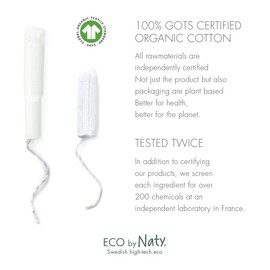 Eco by Naty Tampons with applicator - Super, 14 tampons. Plant-Based, Vegan, 100% Organic Cotton