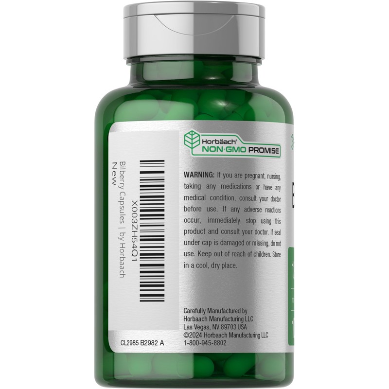Horbäach Bilberry Fruit Extract 1200mg | 100 Capsules | Vegetarian,