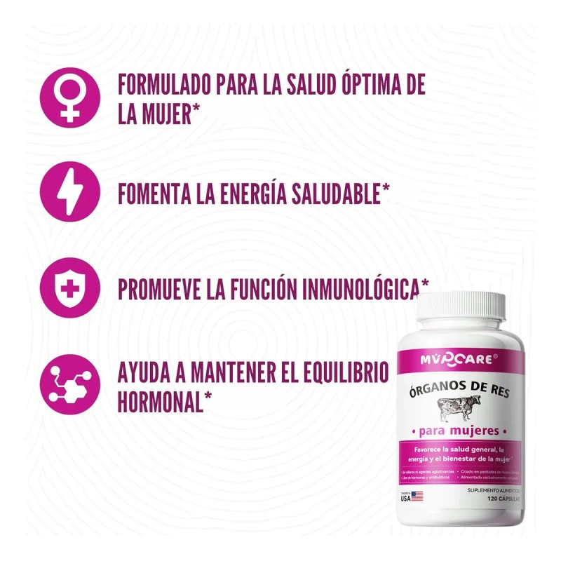 Suplemento Órganos Vacuno Mujeres 120 Cápsulas Sabor