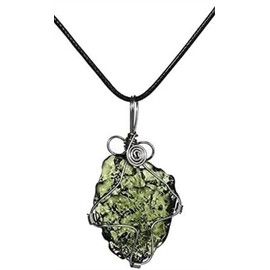 RMYSUM Moldavite Meteorit Crystal Necklace Moldavite Pendant Czech Meteorite Stone For Men And Women,Green Glass,Irregular Shape
