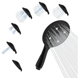 SparkPod 6-Function High Pressure Handheld Shower Head - 6" Wide Angle for Smooth Rinsing - Made for Every Mood - Tool Free Installation - Luxury Design (6 Function, Matte Black) - Built to Last