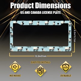Cute Sheep License Plate Frame Animals License Plate Holder Stainless Steel Funny Design Compatible with Standard License Plate for USA Canada 12.3" x 6.3" with 2 Screws