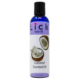 LICK- Aceite corporal con aroma a coco: gel de aceite corporal hidratante y humectante con infusión de vitamina E para mujeres, calmante