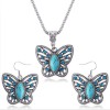 Boho Butterfly Necklace and Earring Set - Turquoise, Teal