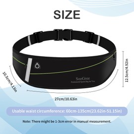 SooGree Running Belt Fanny Pack for Women Men Waterproof Waist Pack Runners Bag Slim Money belt Phone Holder for Sports Hiking Traveling Adjustable Strap Workout Pouch Lightweight Walking Jogging
