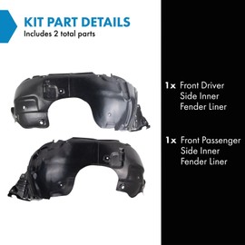TRQ TRQ Front Inner Fender Liner Set Compatible with 2014-2015 Kia Sorento KI1248139 KI1249139