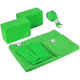 Go Go Active Yoga Accessories Set - Includes 2 Yoga Blocks, 1 Microfiber Non Slip Mat Towel 72X24, 1 Microfiber Hand Towel 24X15, 1 Yoga Strap, 1 Pair of Yoga Socks