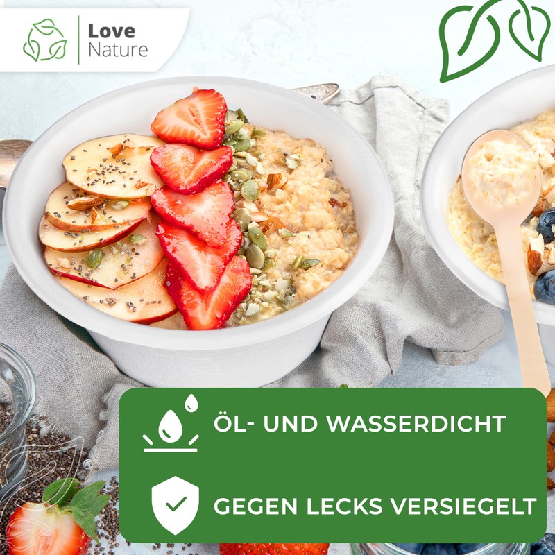 Love Nature Disposable Soup Bowls, 500 ml, Made of Sugar