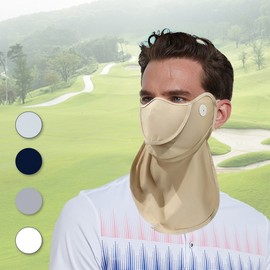 Washable Summer Golf Neck Gaiter with Ear Loops for Sun Protection Beige