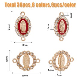 HOBBIESAY 42 Pieces 7 Styles Rhinestones Virgin Mary Charms Miraculous Medal Catholic Pendant Sparkling Religious Devotion Accessories for Jewellery Making DIY Rosary Necklace Bracelet