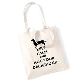 Keep calm and hug your dachshund tote bag