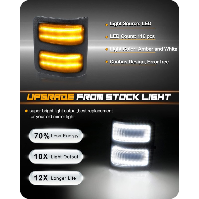 RUXIFEY Sequential Switchback Side Mirror Marker Lights Smoked Turn Signal