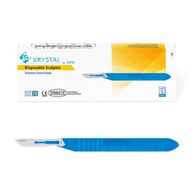 Krystal Disposable Sterile Scalpel - Sharp, Stainless Steel Blades - Pack of 10 Scalpel Knives - Plastic Handle - Individual Pouches for Dermaplaining, Podiatry, Crafts & More (#11)