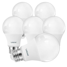 Linkind A19 LED Light Bulbs Dimmable, 60W Equivalent Light Bulbs, 9W, 5000K Daylight, 840 Lumens LED Bulbs, E26 Standard Base, 120V, Lighting for Bedroom Living Room Home Office, 6 Packs