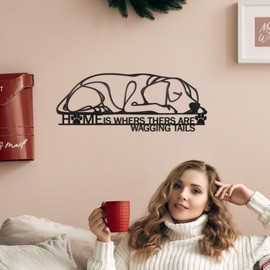 MidGid Home Is Where There Are Wagging Tails Golden Retriever Metal Wall Art,Sarcastic Quotes Dog Metal Sign,Dog Metal Line Dog Wire Wall Art,Matani Metal Dog Wall Decor,Dog Lovers Gifts for Women
