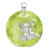 Sterling Silver Green Cz Frog Pendant (Length=26) (Width=20)