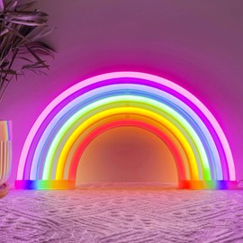 HOHOSIGN Rainbow Neon Sign Led Lights Rainbow Wall Decor Rainbow Room Decor For Girls, USB/Battery Operated Rainbow Lamp Kids Classroom Neon Light Decorations For Night Bedroom Office Christmas