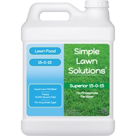 Superior 15-0-15 Liquid Lawn Fertilizer - Lawn Food for Growth & Green - Nitrogen, Potassium, Humic, Fish & Seaweed - Any Grass Type- Simple Lawn Solutions - All Season- Concentrate (2.5 Gallons)