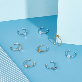 UNICRAFTALE 12Pcs 3 Styles 304 Stainless Steel Blank Dome Finger Rings 2 Colors Round Flat Pad Ring Components Open Cuff Bezel Trays Fit Ring for Jewelry Making Tray 6mm