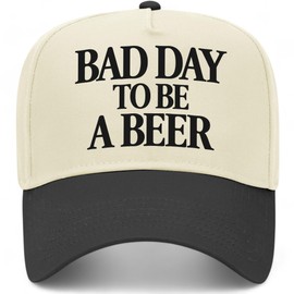 Bad Day to Be A Beer V2 Vintage Trucker Hat | Funny Premium Snapback Baseball Hat for Men & Women (US, Alpha, One Size, Black/Natural)