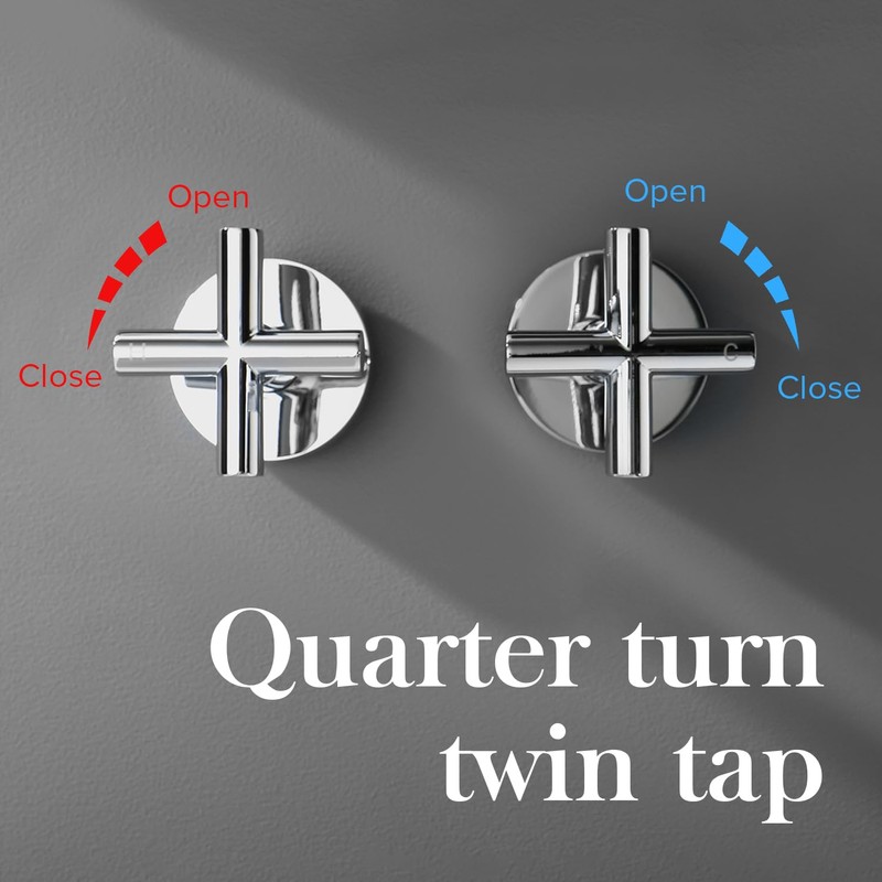 Decaura Shower Mixer Taps 1/4 Turn Twin Tap Cross Handles