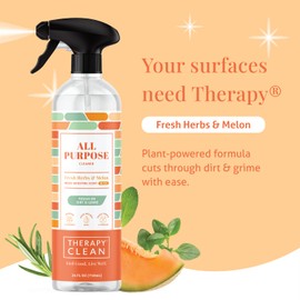 Therapy Clean All Purpose Cleaning Spray - Fresh Herbs & Melon 24 fl. oz - 100% Natural Scent, Kitchen Surface Counter, Surface Cleaner, Non Toxic All Purpose Cleaner Spray