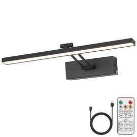 DESOOP Rechargeable Picture Light Battery Operated 3CCT Dimmable Gallery Lighting Black Over Picture Light Wireless Art Lights with Remote and Timer 15.75" Inch 3W