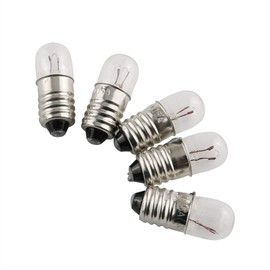 E-outstanding 10pcs E10 Mini Light Bulbs Experiment Screw Base Indicator Light Incandescent Bulb, 6.3V 0.15A