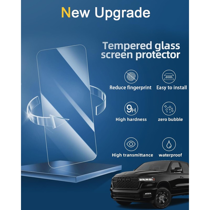 KOOGEN Tempered Glass Screen Protector for Dodge Ram 1500 2019-2025,Infotainment