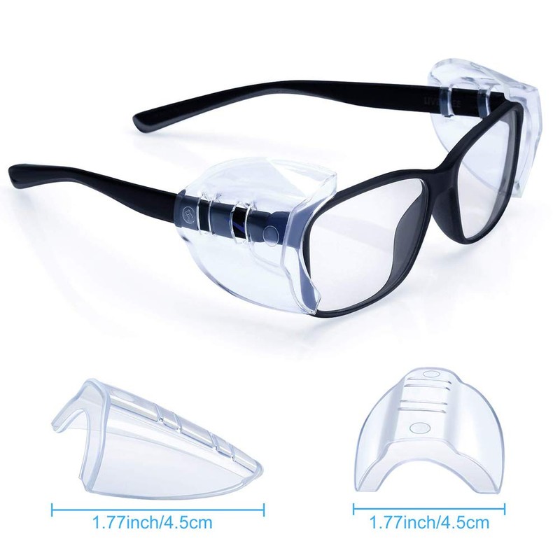 2 Pairs Safety Glasses Side Shields, Flexible Clear Anti-Slip On