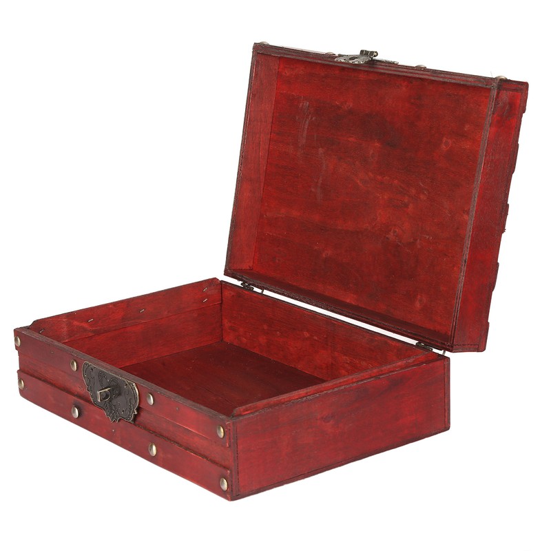 Antique Storage Box with Lock Wooden Document Box for Cosmetic