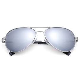 Pro Acme Small Pilot Sunglasses Small Face Polarized Pilot Sunglasses for Men and Women (Silver Frame | Silver Lens)