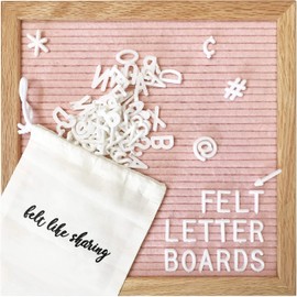 Felt Like Sharing Square Letter Board (Light Pink Felt - 10”x10”) – Changeable Message Board with 3 Sets of Felt Board Letters – Statement Wall Sign for Quotes, Home or Holiday Decor In Oak Frame