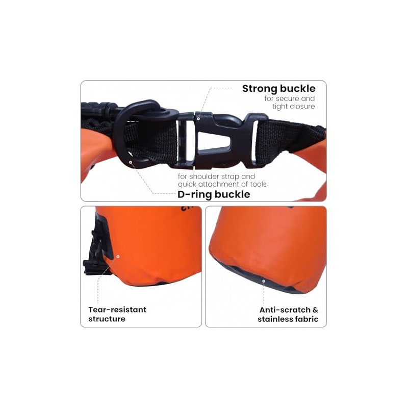 Pristis - Bolsa seca impermeable de 10 litros, mochila de
