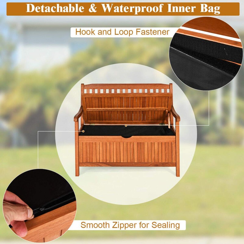 DORTALA 42'' Wooden Outdoor Storage Bench Large Deck Box, Entryway