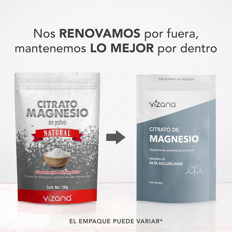 VIZANA NUTRITION Citrato de Magnesio en Polvo (Trimagnesio Citrato Anhidro)