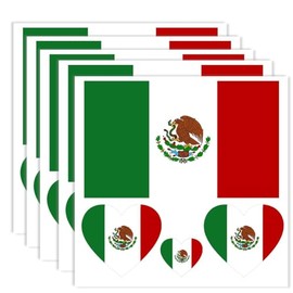 20 PCS Mexico Flag Temporary Tattoo,Mexicans Banner Rectangle Heart Tattoos Decoration Decal, Waterproof Sticker for Party Parade Sport Carnival Classroom