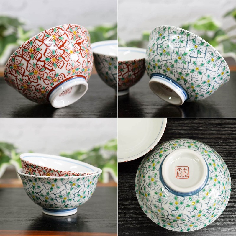 Couples Rice Bowl, Teacup, Pair of Tableware Set, Kutani Ware,