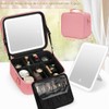 Bolsa de maquillaje de viaje con espejo iluminado, estuche de