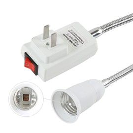 Electop E27 Socket Adapter with On/Off Switch to US Plug,Flexible Extension Lamp Bulb Holder Converter