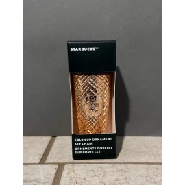 Starbucks 2023 Holiday Rose Gold Chrome Cold Cup Ornament Keychain ••NEW••