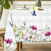Quimoy Spring Summer Tablecloth 60x84 Inch, Rectangular Botany Tablecloth, Floral