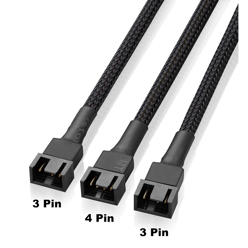 PWM Fan Splitter Cable 10 inches, 3 Pack, Black, 3