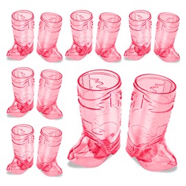 SAIAOKJ - Vasos de chupito para botas de vaquero, 12 piezas de 1 onzas, mini vasos de plástico reutilizables para botas de vaquero, vaquera, temática occidental, suministros de fiesta de despedida de