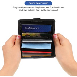 Protector de tarjeta de crédito con bloqueo RFID, carteras de aluminio con bloqueo RFID para mujeres y hombres, para tarjetas de crédito de metal (nuevo actualizado), Plateado, Cartera Rfid