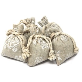 Quertee 5 x Lavender Bags for Christmas, Scented Bags with Star Motif, Made of Linen, French Lavender, Moth Protection for Wardrobe, 75 g, Lavender Blossoms