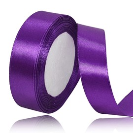 Purple Satin Ribbon 1 Inches x 25 Yards, Solid Color Fabric Ribbon for Gift Wrapping, Crafts, Hair Bows Making, Wreath, Wedding Party Decoration and Sewing Projects