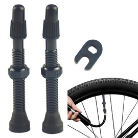 OUDQFCJ Pack of 2 Tubeless MTB Valves High-Quality Stem Latex for Tubeless MTB (Black)